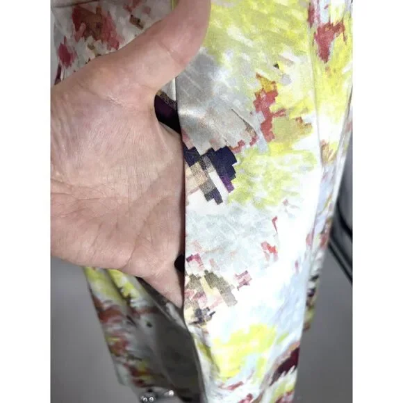 Hunter Bell Dress Size 2 Pixel Floral Sleeveless Open Diamond Back Fit Flare